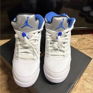 Jordan Kids White and Blue Sneakers